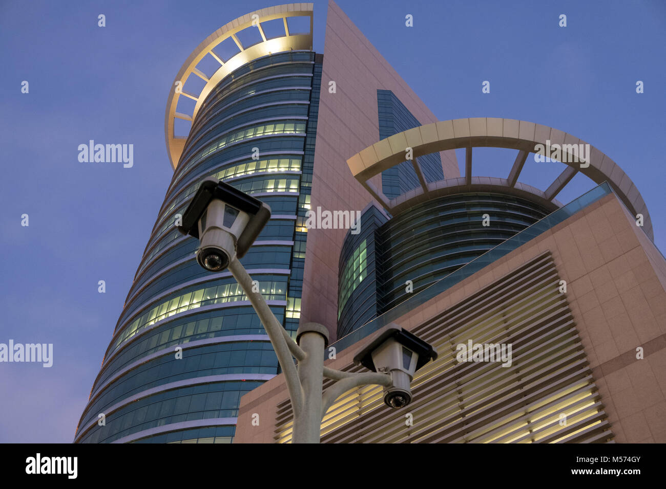 Etisalat Headoffice View from ground level looking up Stock Photo Alamy