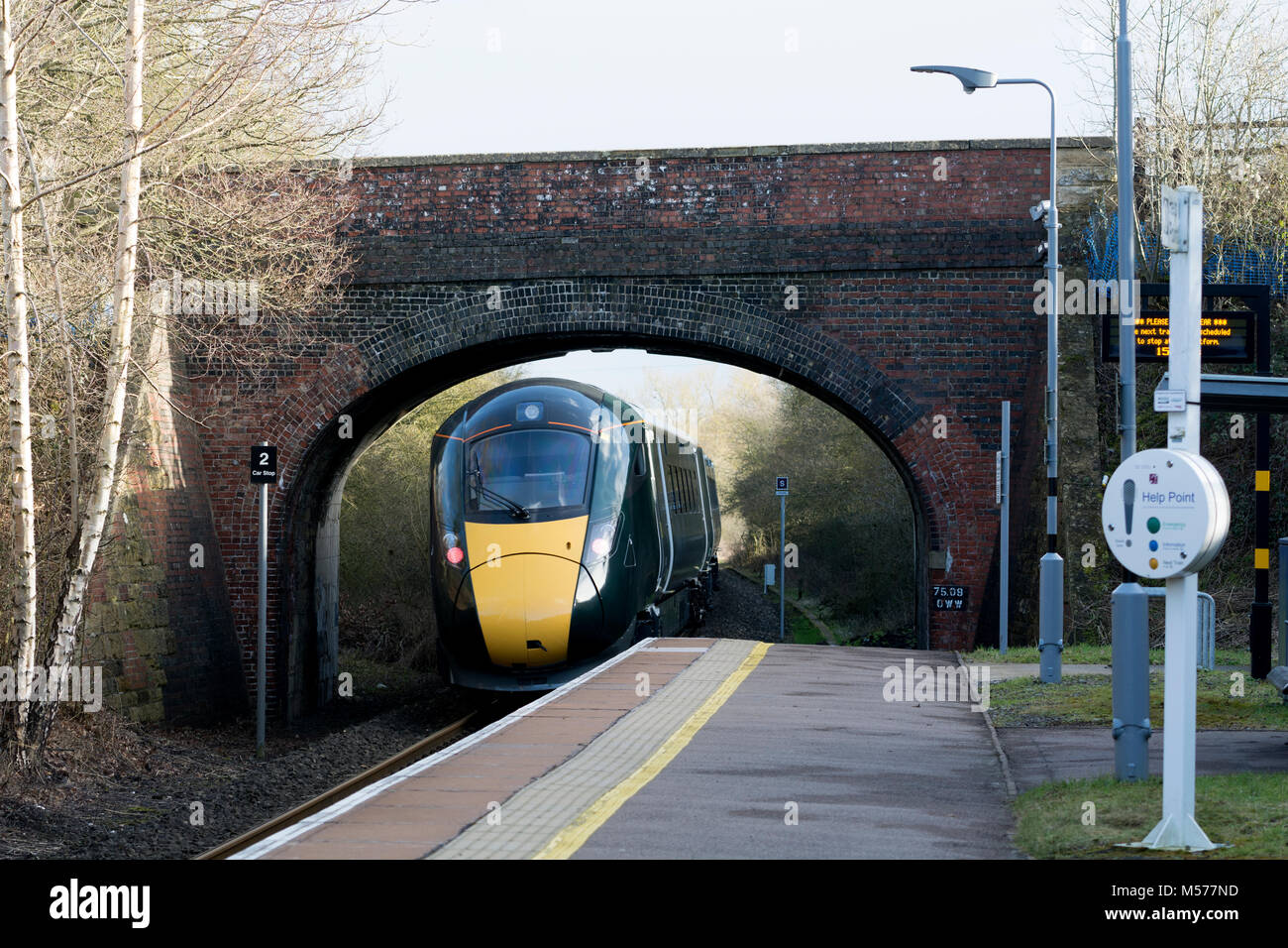 A Great Western Railway class 800 train passing through Finstock