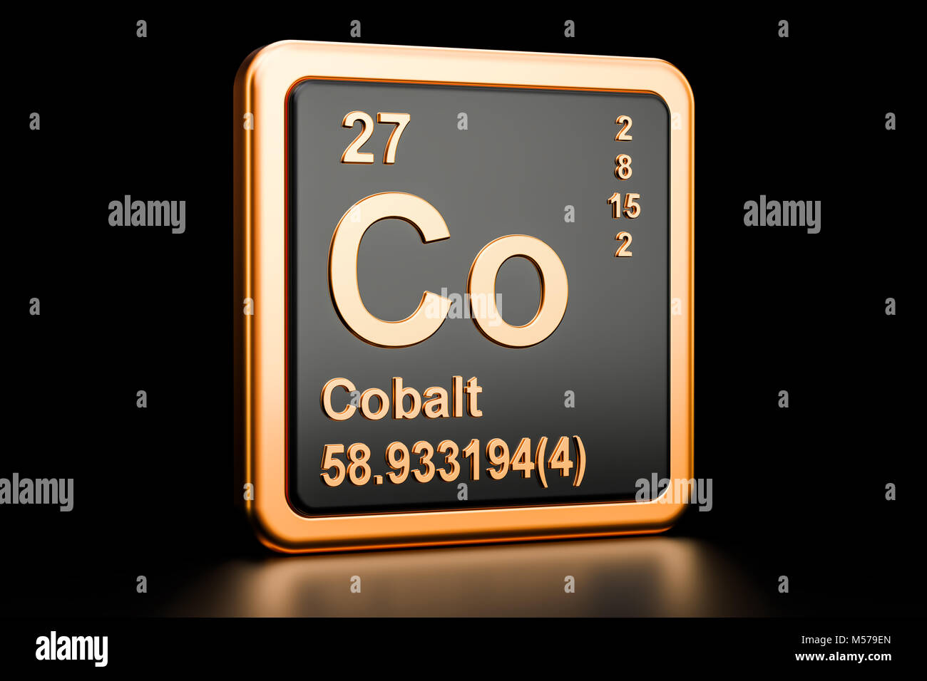 Cobalt Co, chemical element. 3D rendering isolated on black background Stock Photo
