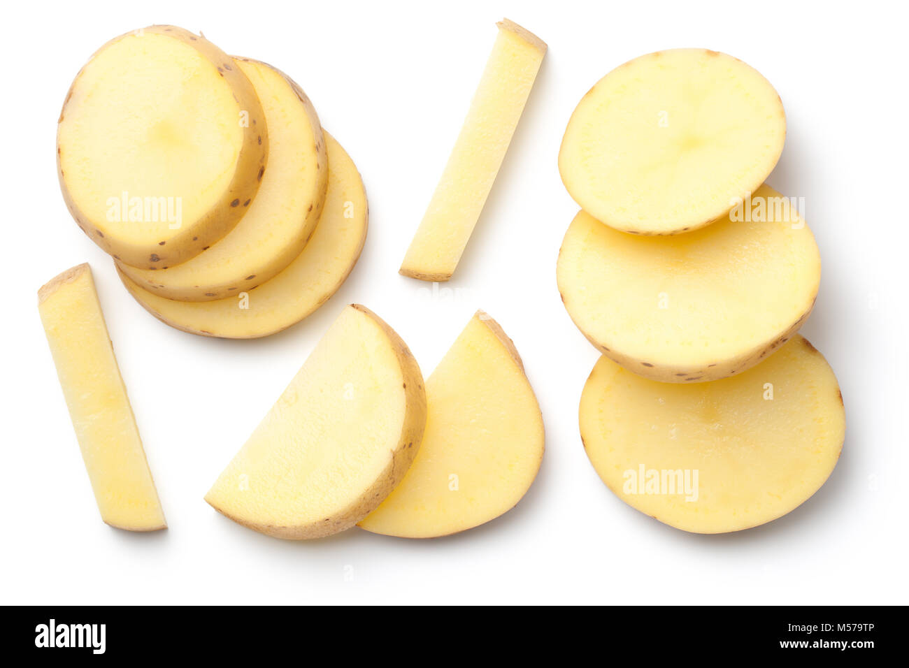 Potato isolated on white background. Top view Stock Photo