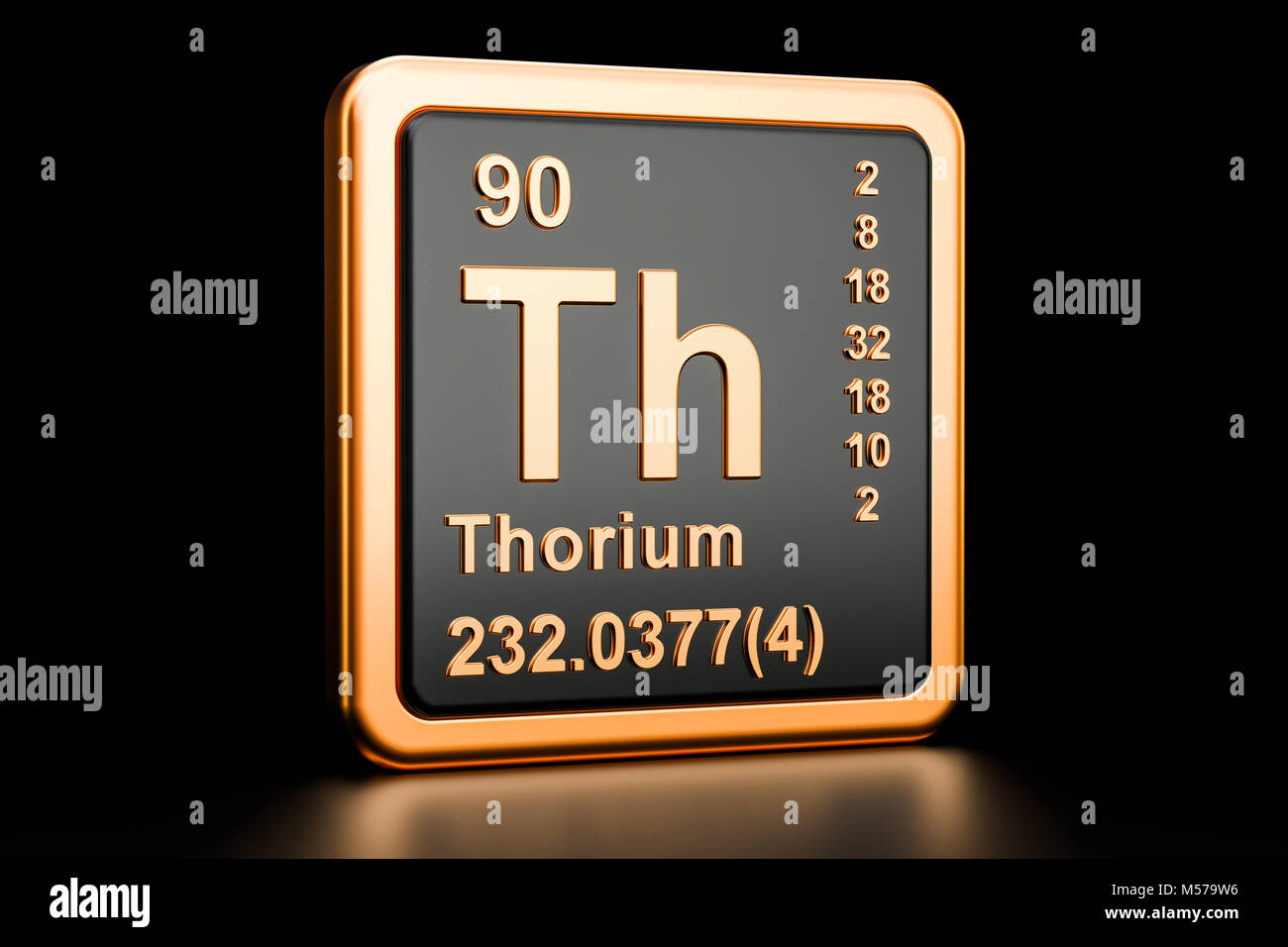 Thorium Th, chemical element. 3D rendering isolated on black background Stock Photo