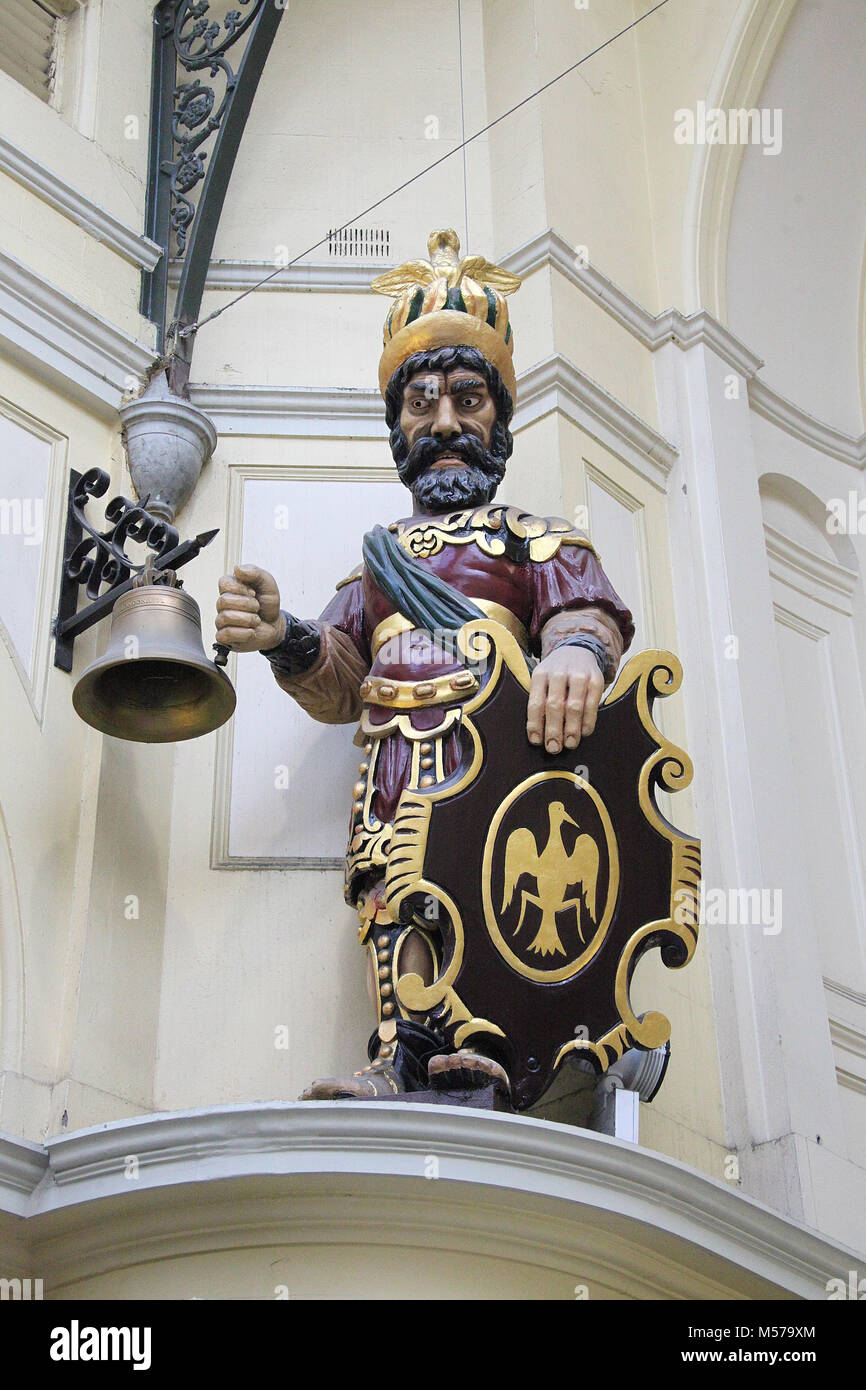 Mythic figures Gog and Magog ring the bells each side of Gaunts Clock