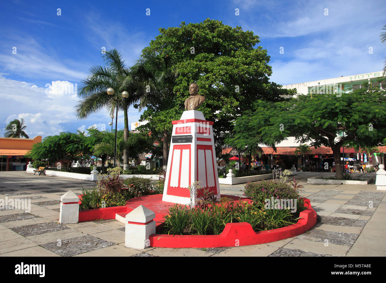 Benito Juarez Garcia Statue, Plaza del Sol, Square, San Miguel, Cozumel