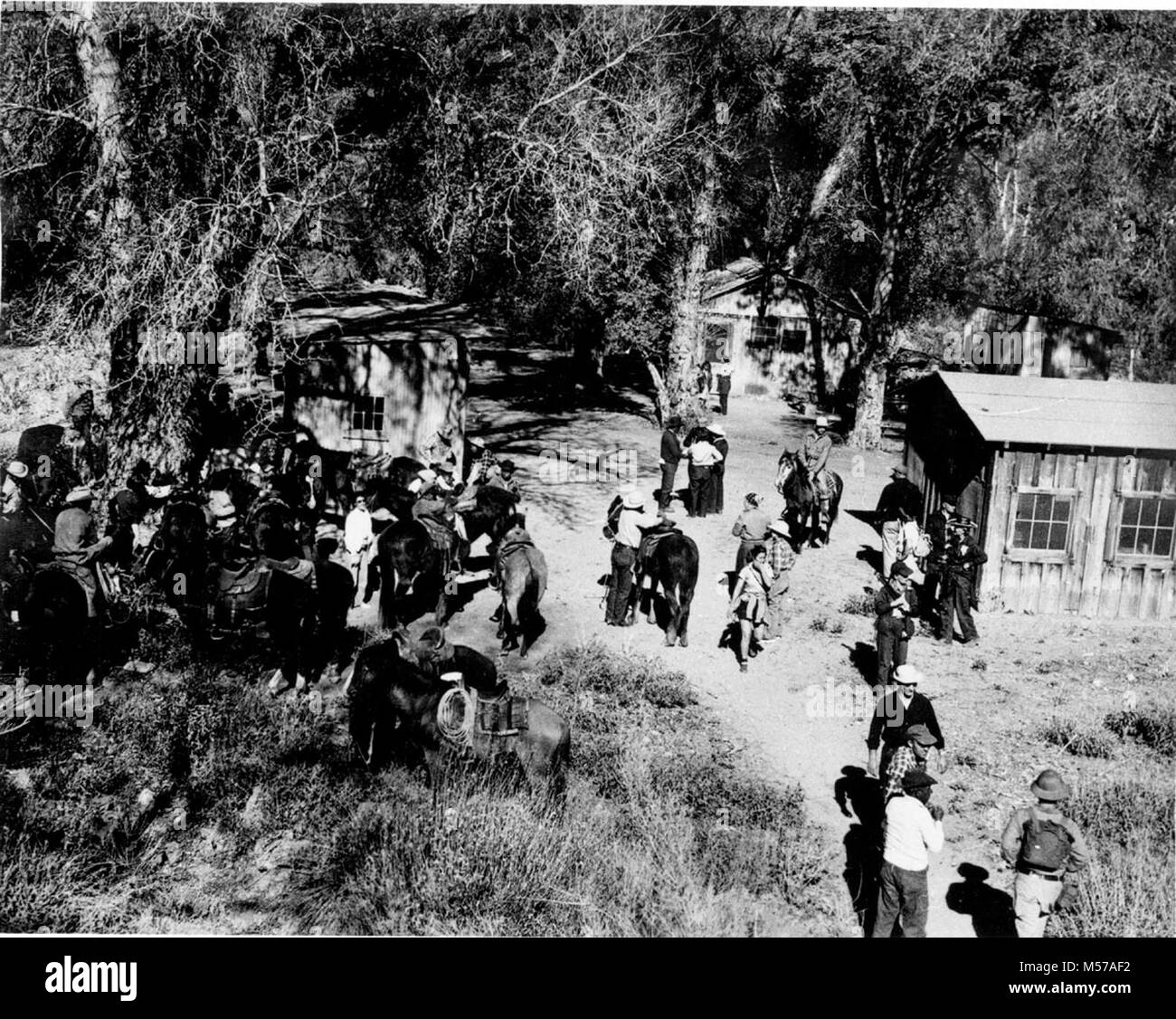 Grand Canyon Historic. SIERRA CLUB CAMP AT SITE OF OLD MINING CAMP IN HAVASU CANYON.    CIRCA 1949.   . Stock Photo