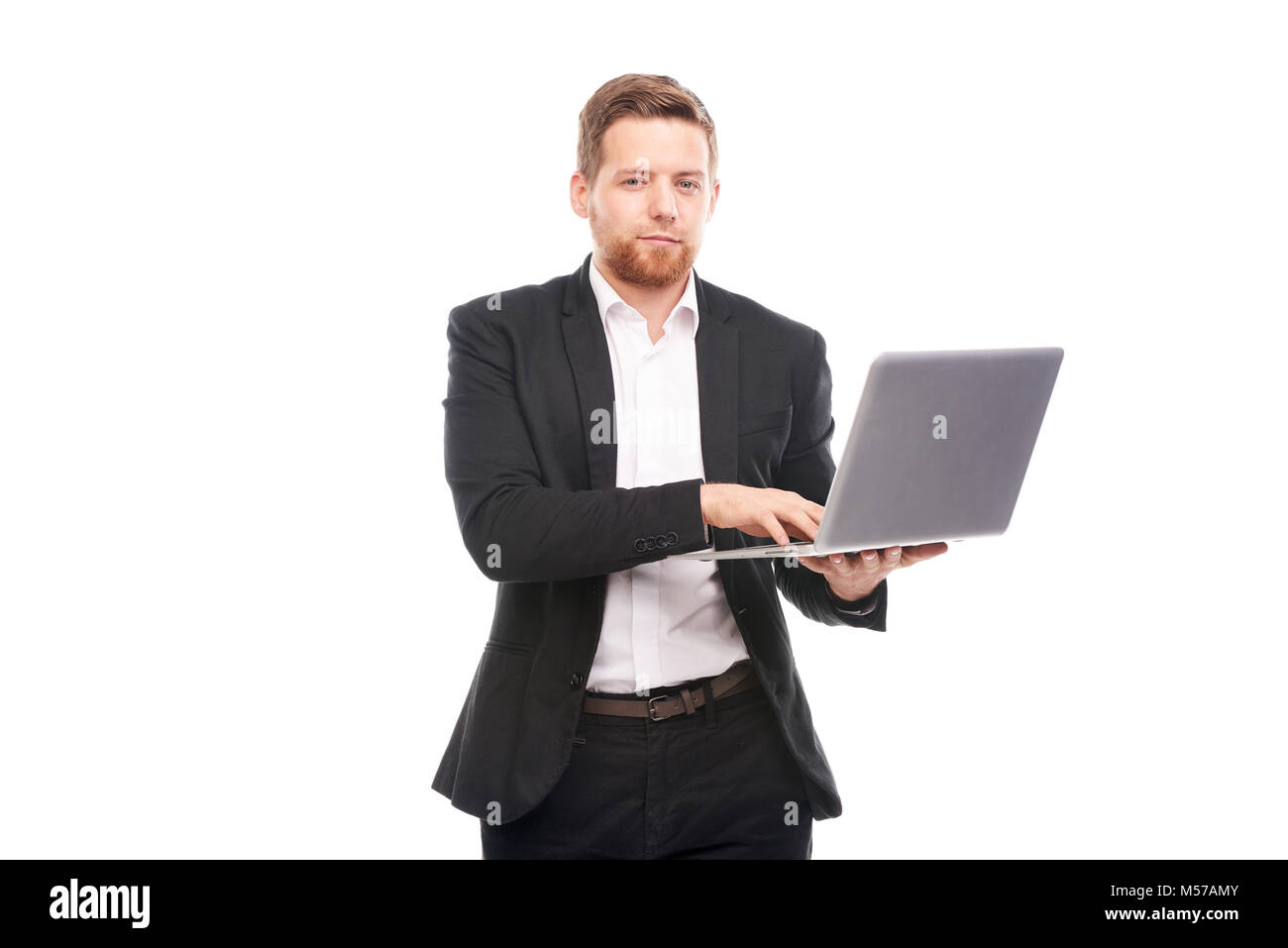 Manager with laptop Stock Photo