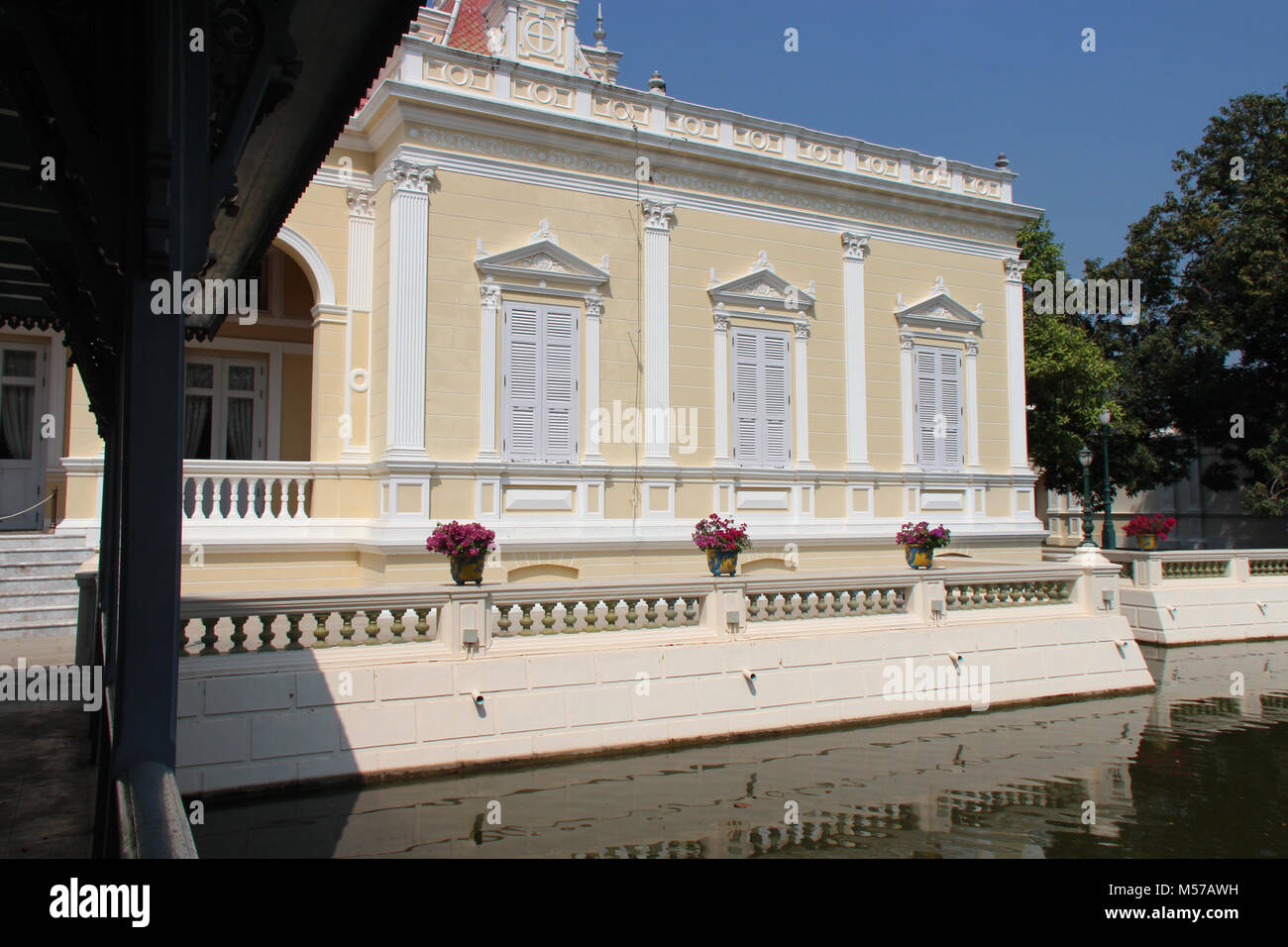 A building (Warophat Phiman Hall)  in the Bang Pa-In royal palace (Thailand). Stock Photo