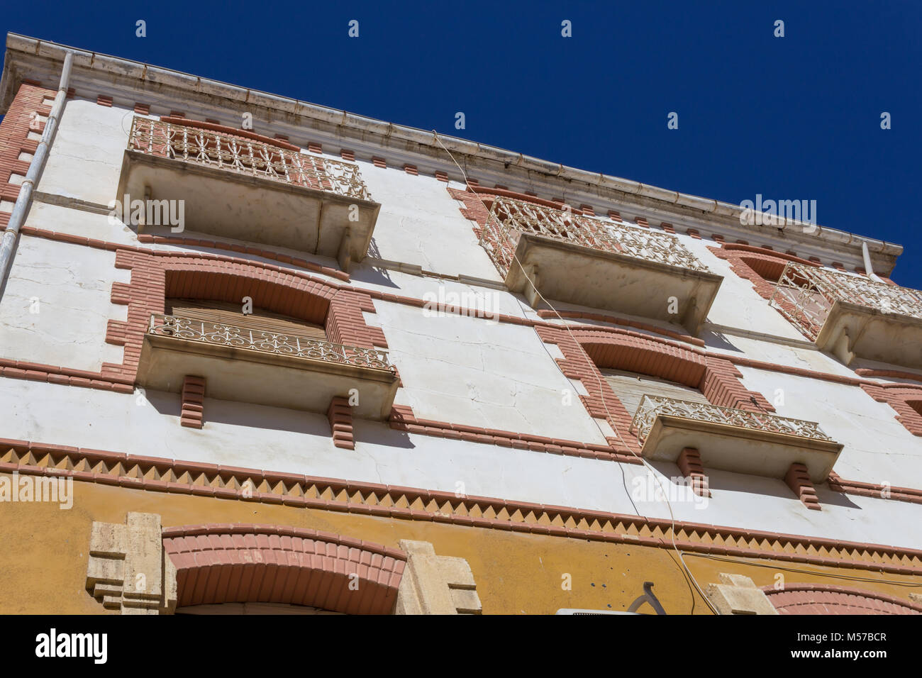 Ground up View of a Spanish House in Albox Town center, Almeria province, Andalucía, Spain Stock Photo