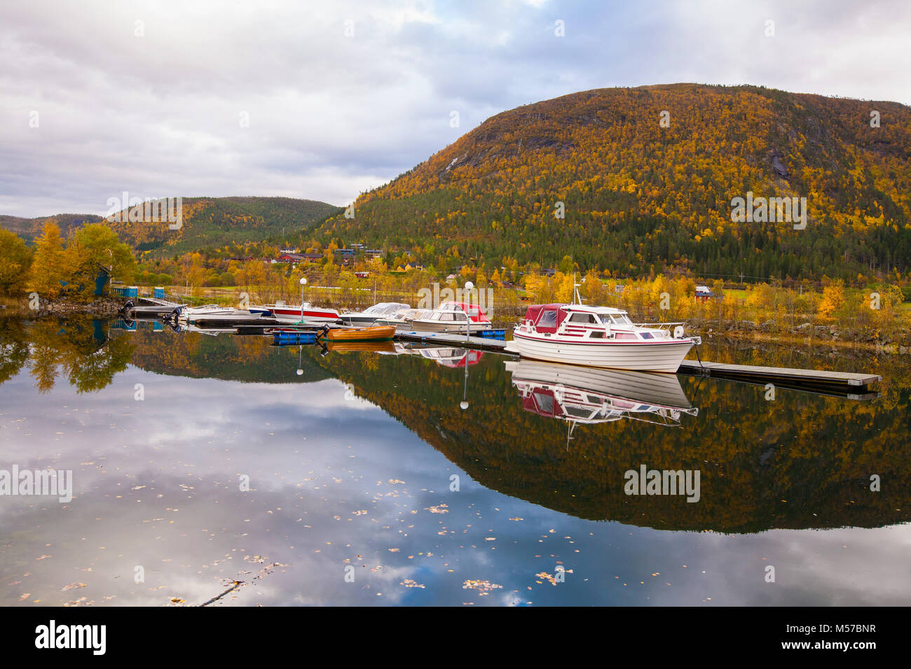 view on small marina on Hitra island, Norway Stock Photo