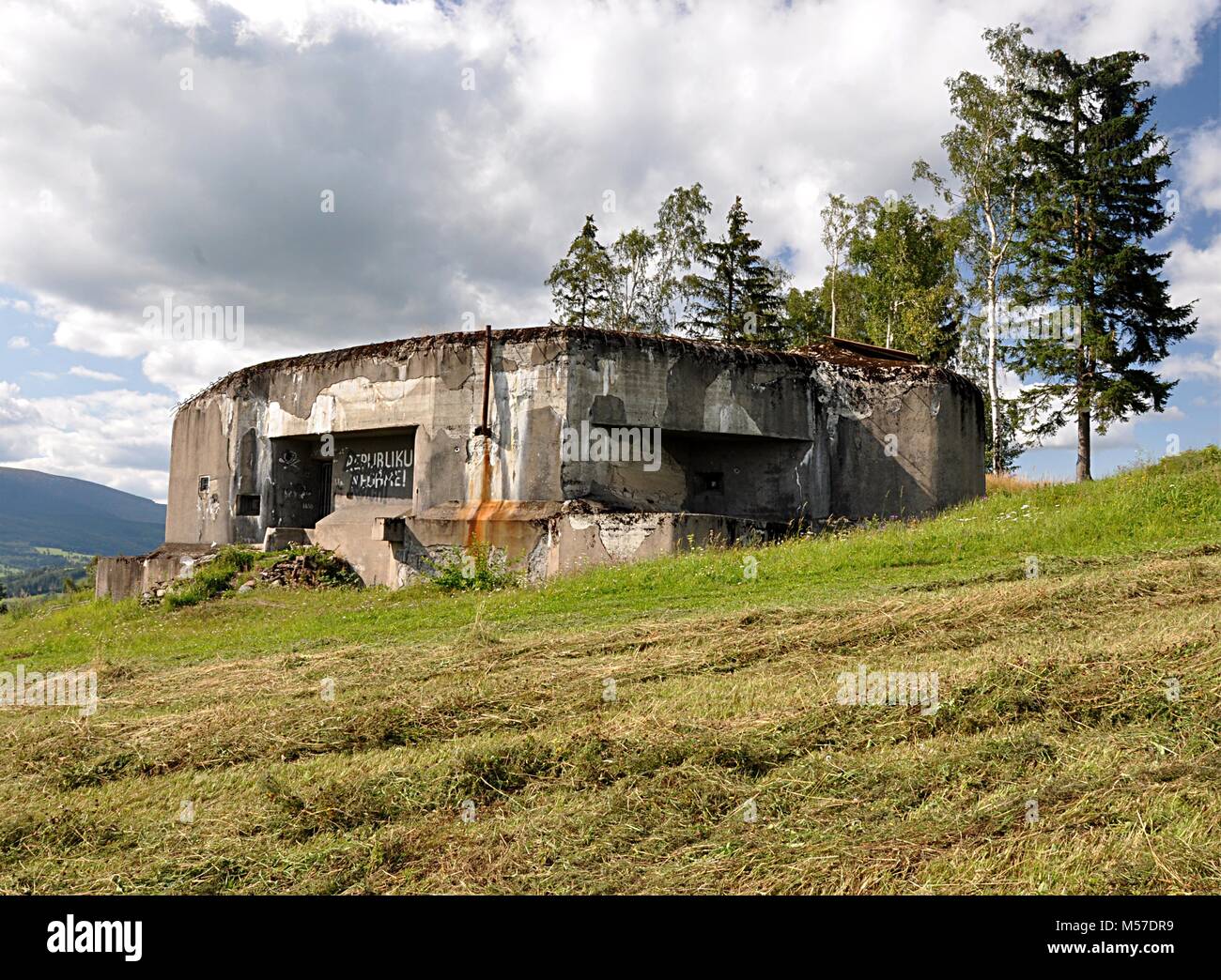 old army bunker, landscape Jeseniky,Czech republic, Europe Stock Photo