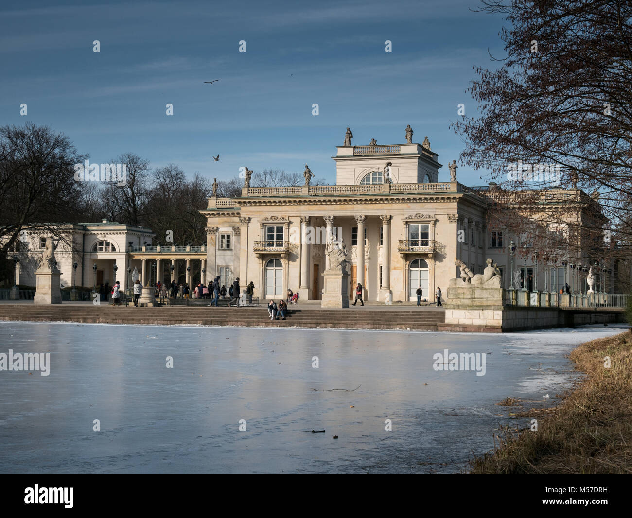 Palace on the Water (south face) in winter, Royal Lazienki Park, Warsaw, Poland Stock Photo