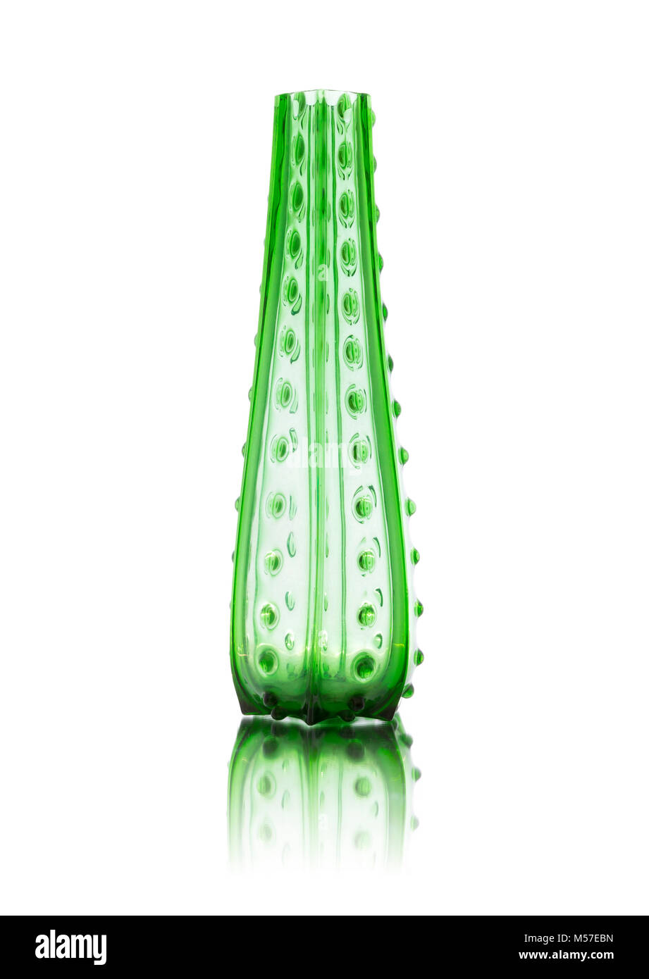 Antique green glass vase isolated on white background Stock Photo