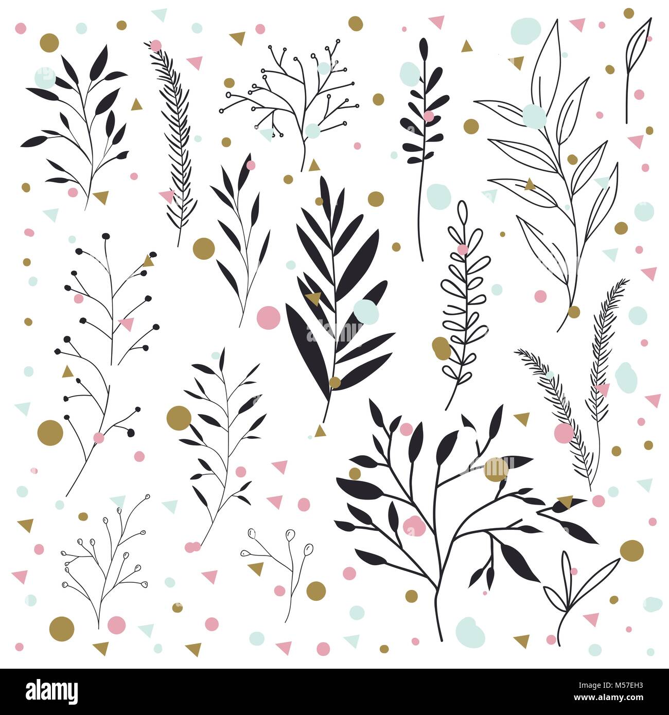 leafs plant set vintage icons Stock Vector Image & Art - Alamy