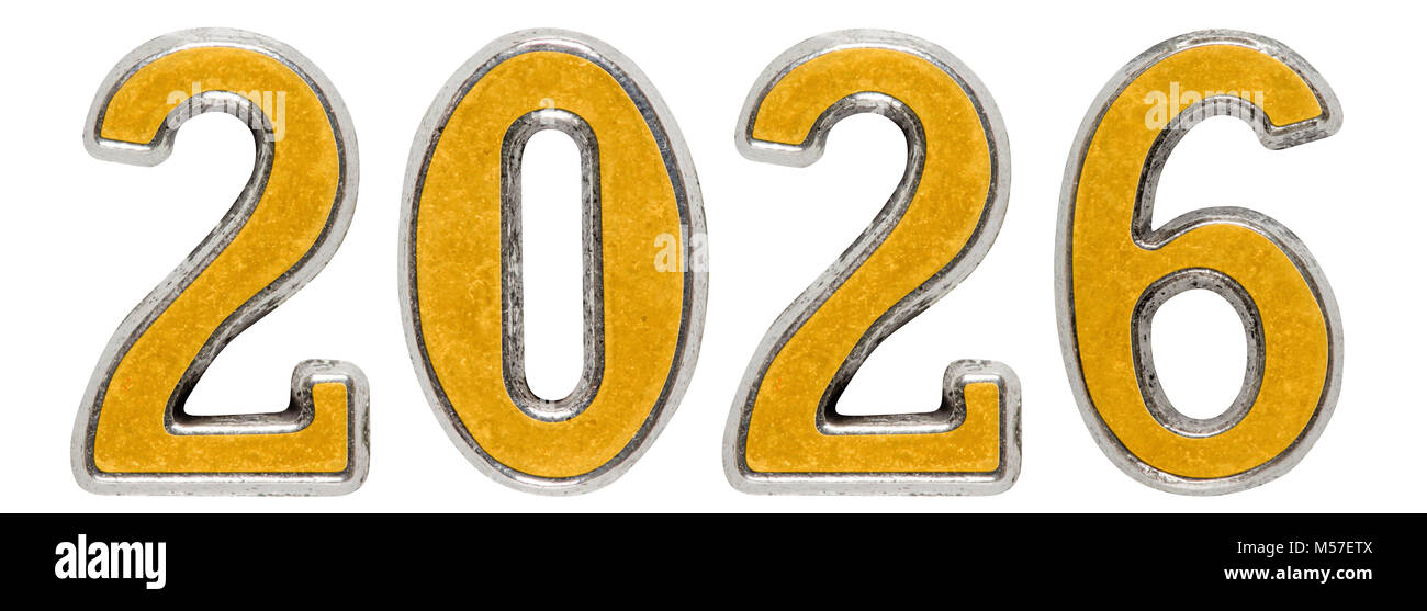  2026 inscription, isolated on white background, 3d render Stock Photo 