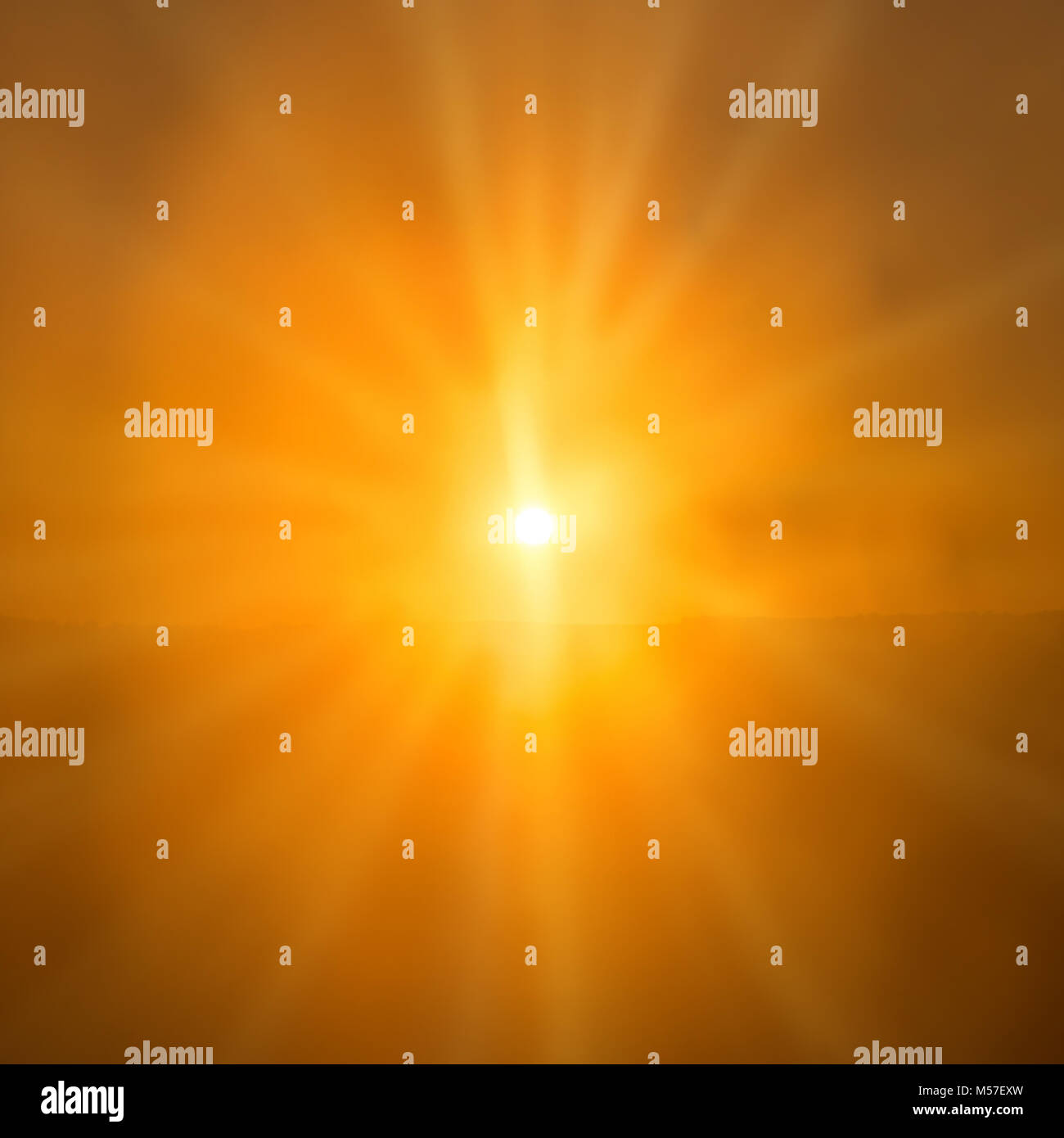 Abstract sunset- shining orange sun Stock Photo