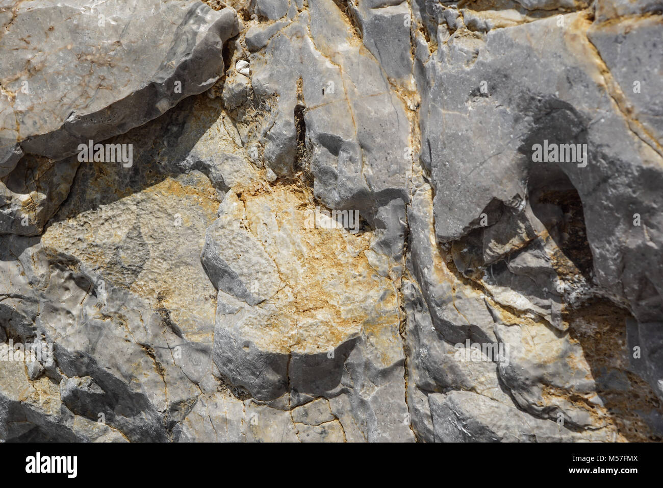 close up of a grey stone wall Stock Photo