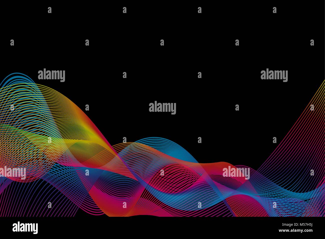 Abstract wave lines - black and color - vector pattern Stock Vector ...