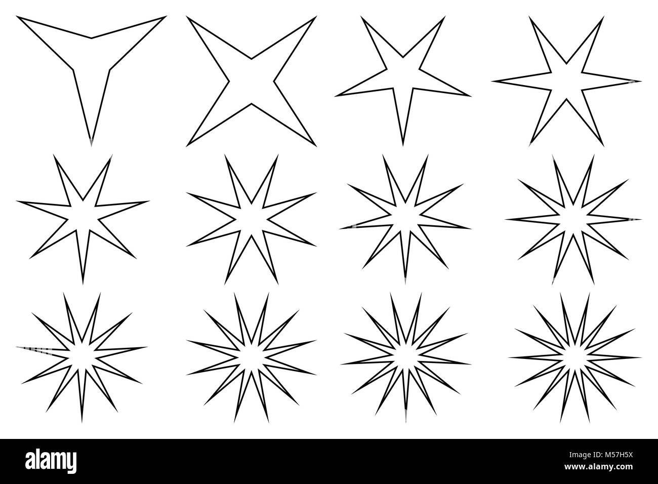 Star - vector set - black on white background Stock Vector Image & Art ...
