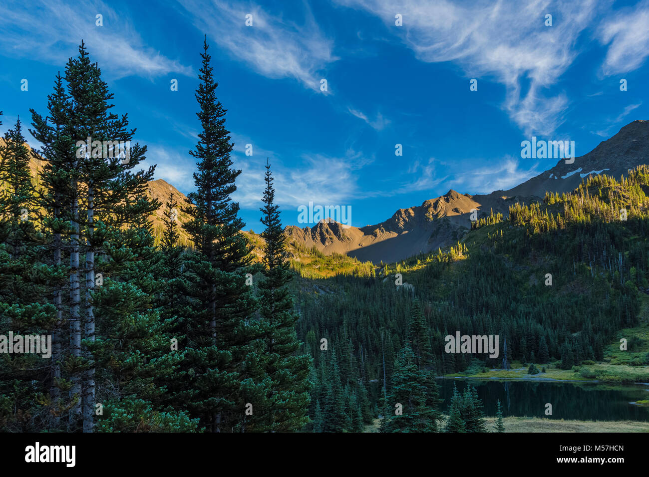 View of mountains above our campsite at Moose Lake during a backpacking