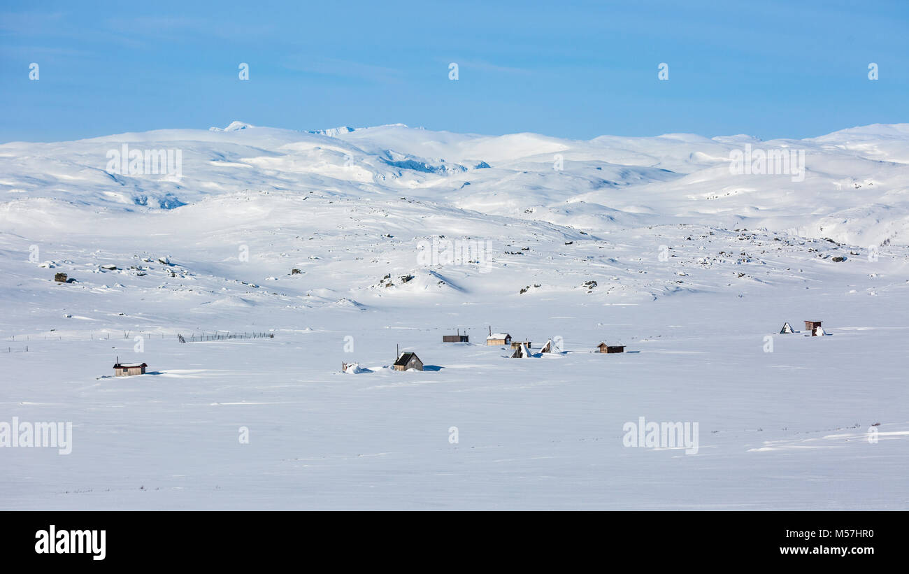 Sami people colonization in the snow,Kungsleden or king's trail,Province of Lapland,Sweden,Scandinavia Stock Photo