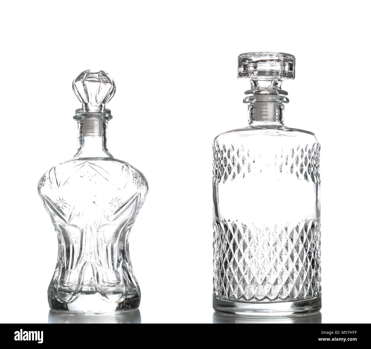 Liquor decanter made of glass isolated on white background,Crystal decanter Stock Photo Alamy