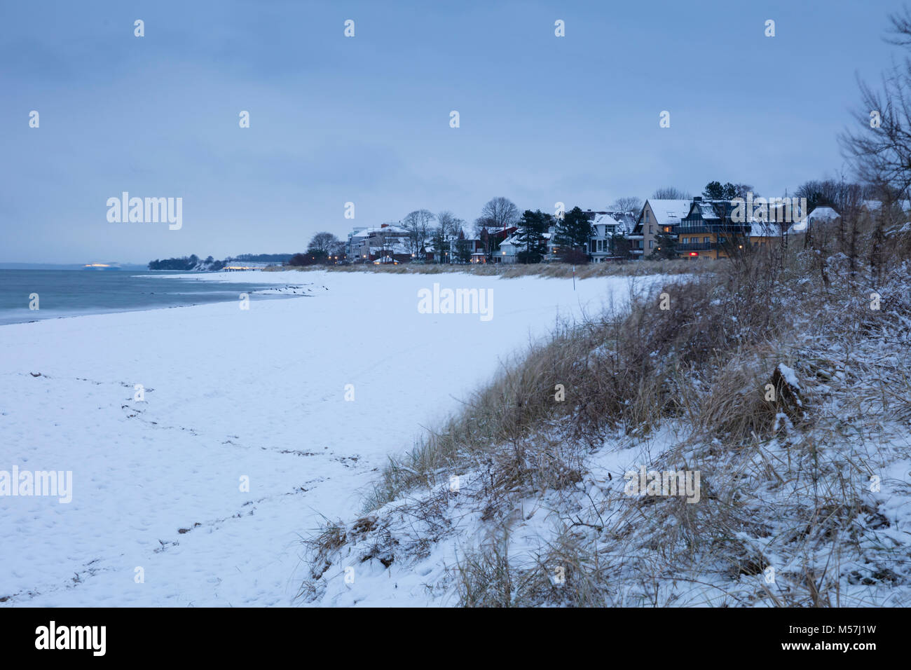 Snow on the baltic sea coast,Niendorf,Timmendorfer Strand,Lübeck Bay,Schleswig-Holstein,Germany Stock Photo