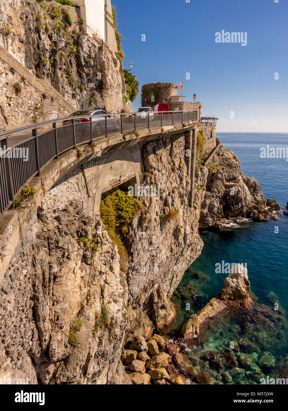 Amalfi coast road, Bay of Salerno, Italy. Stock Photo