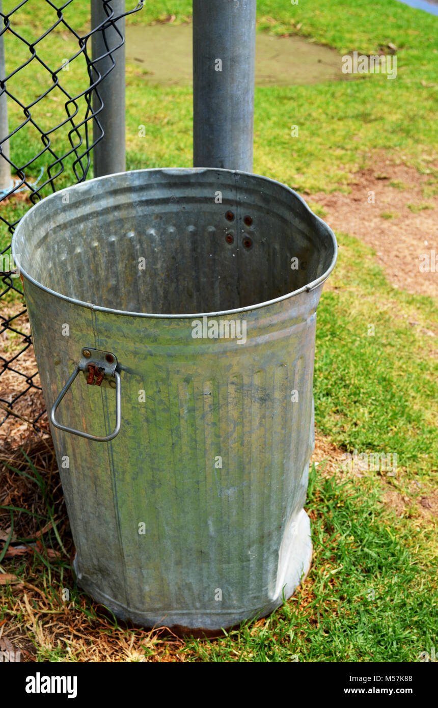 Empty metal dustbin Stock Photo - Alamy