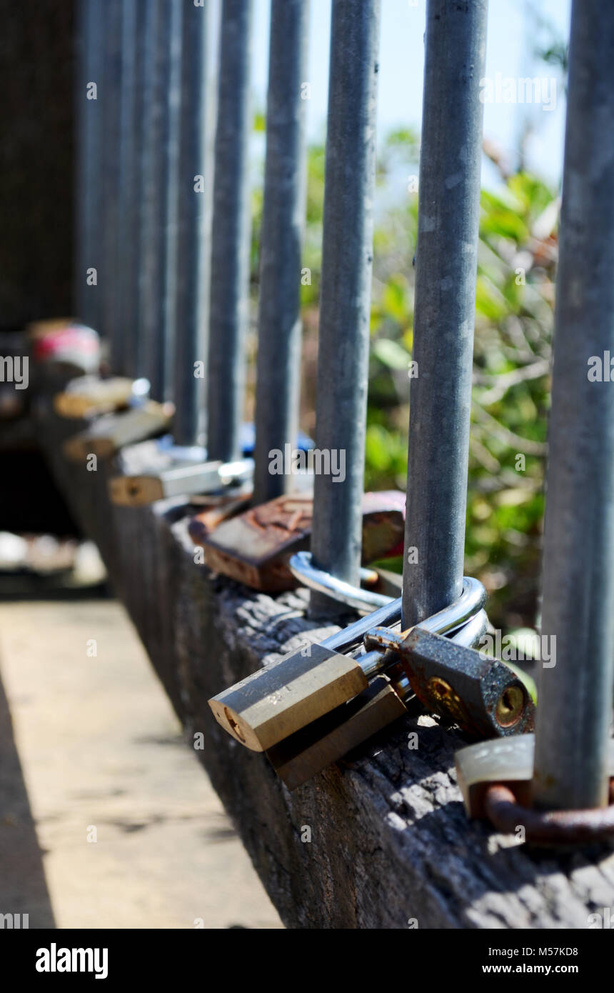 Padlocks on fence Stock Photo Alamy