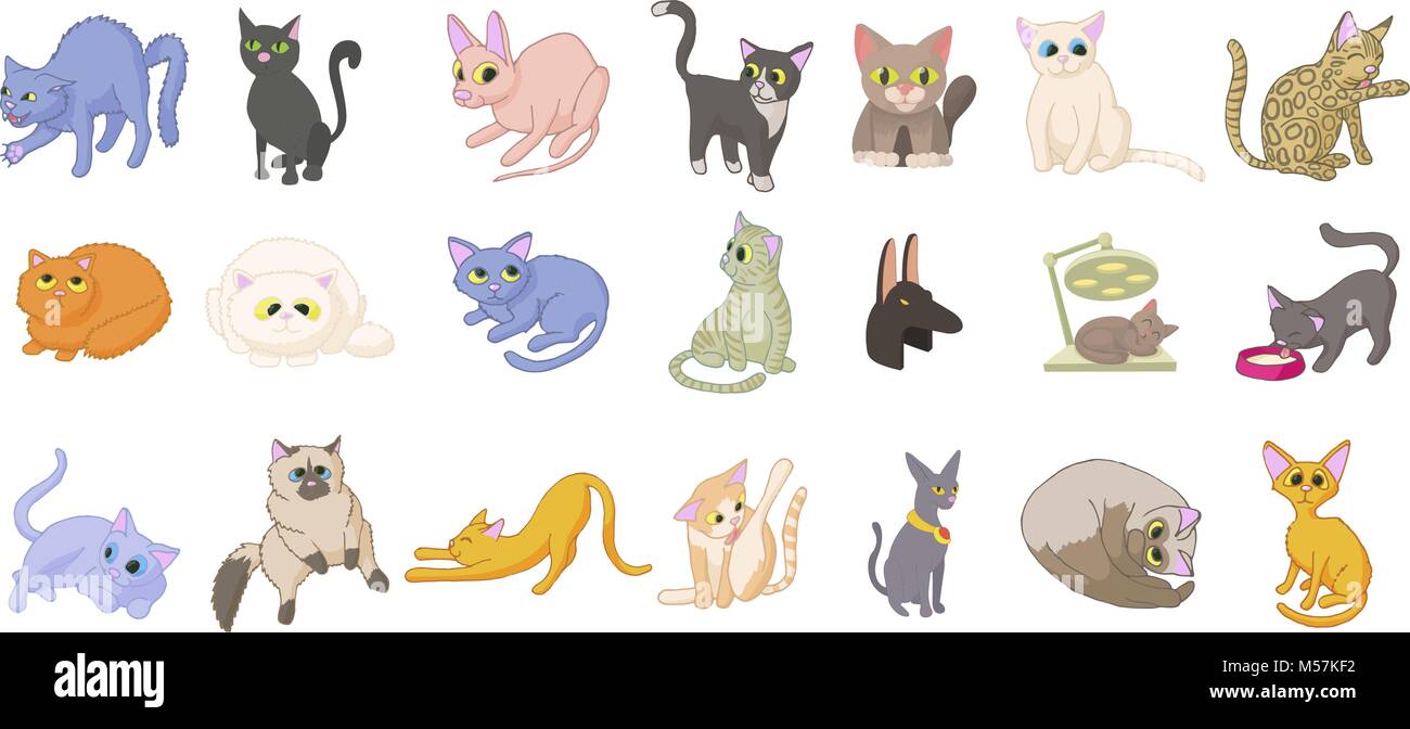 Cats icon set, cartoon style Stock Vector Image & Art - Alamy