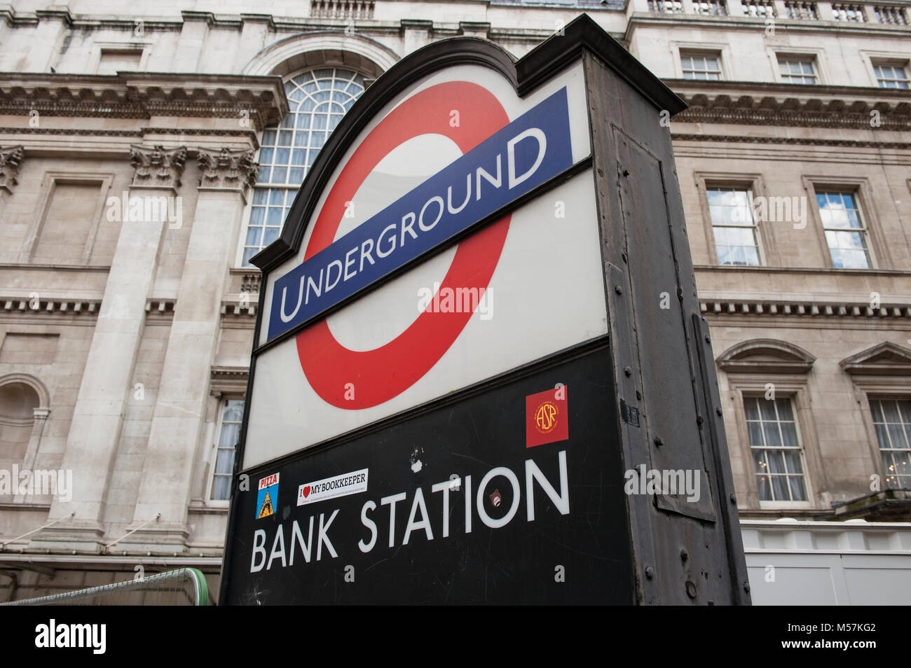 A sign for Bank Station in central London, England Stock Photo