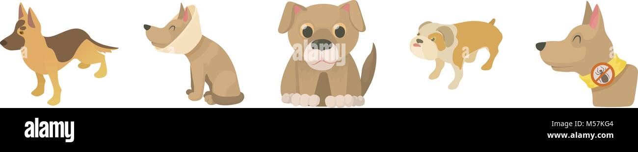 Dog icon set, cartoon style Stock Vector
