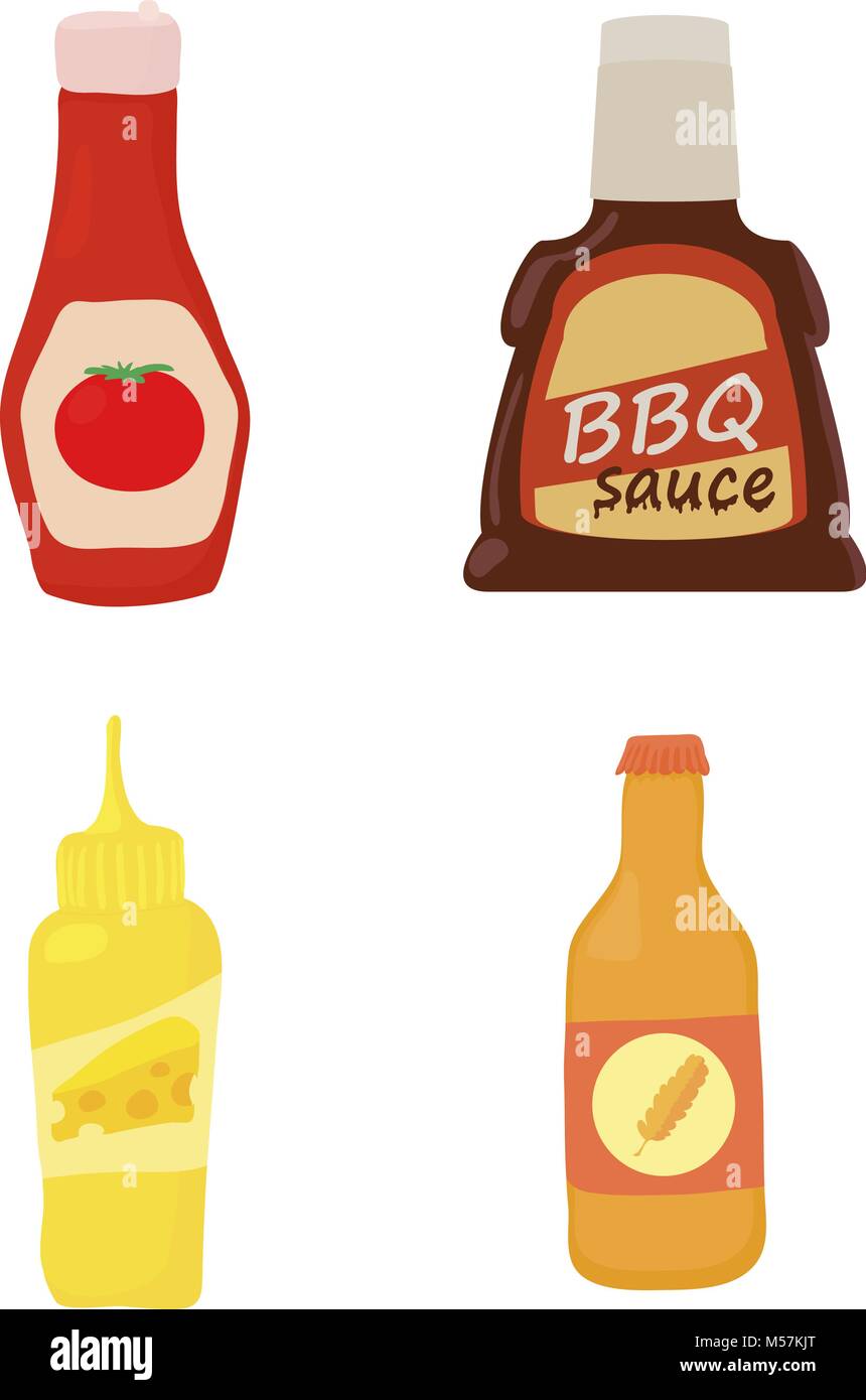 Sauce bottle icon set, cartoon style Stock Vector Image & Art Alamy