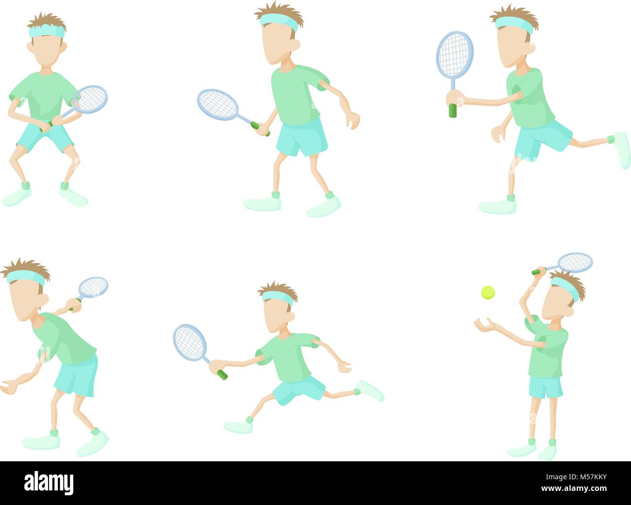 Tennisman icon set, cartoon style Stock Vector