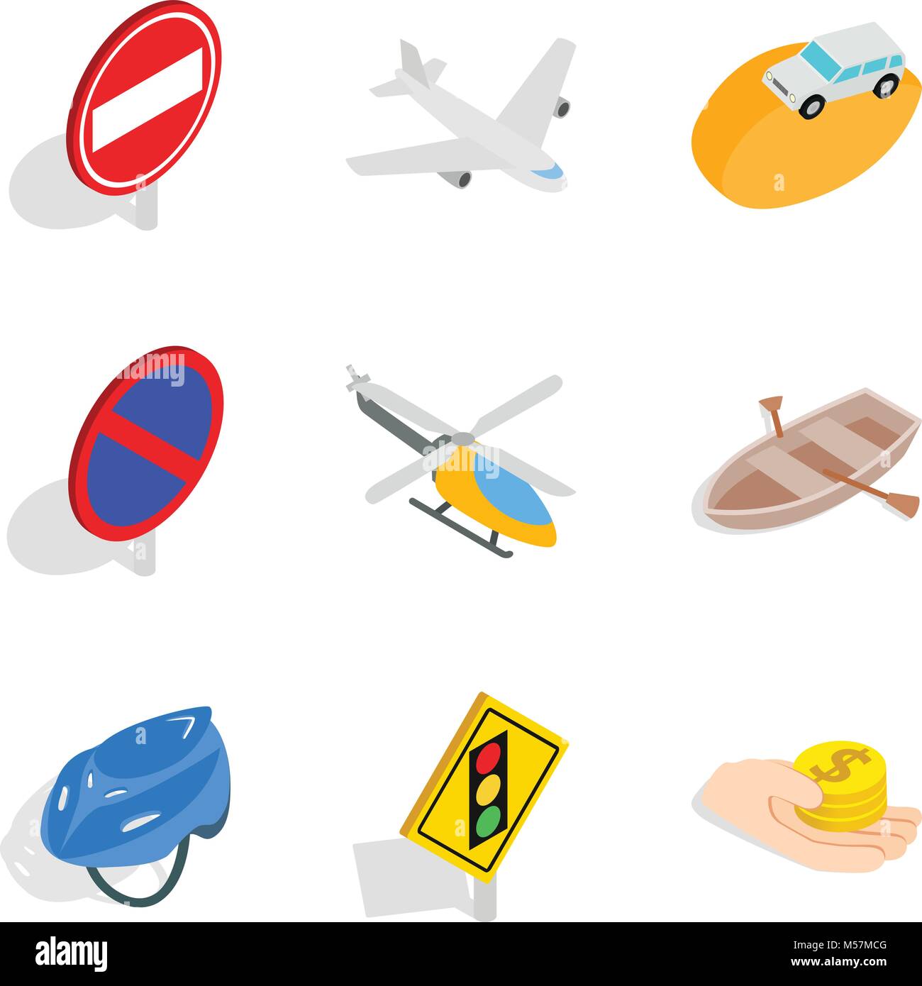 Route road icons set, isometric style Stock Vector Image & Art - Alamy