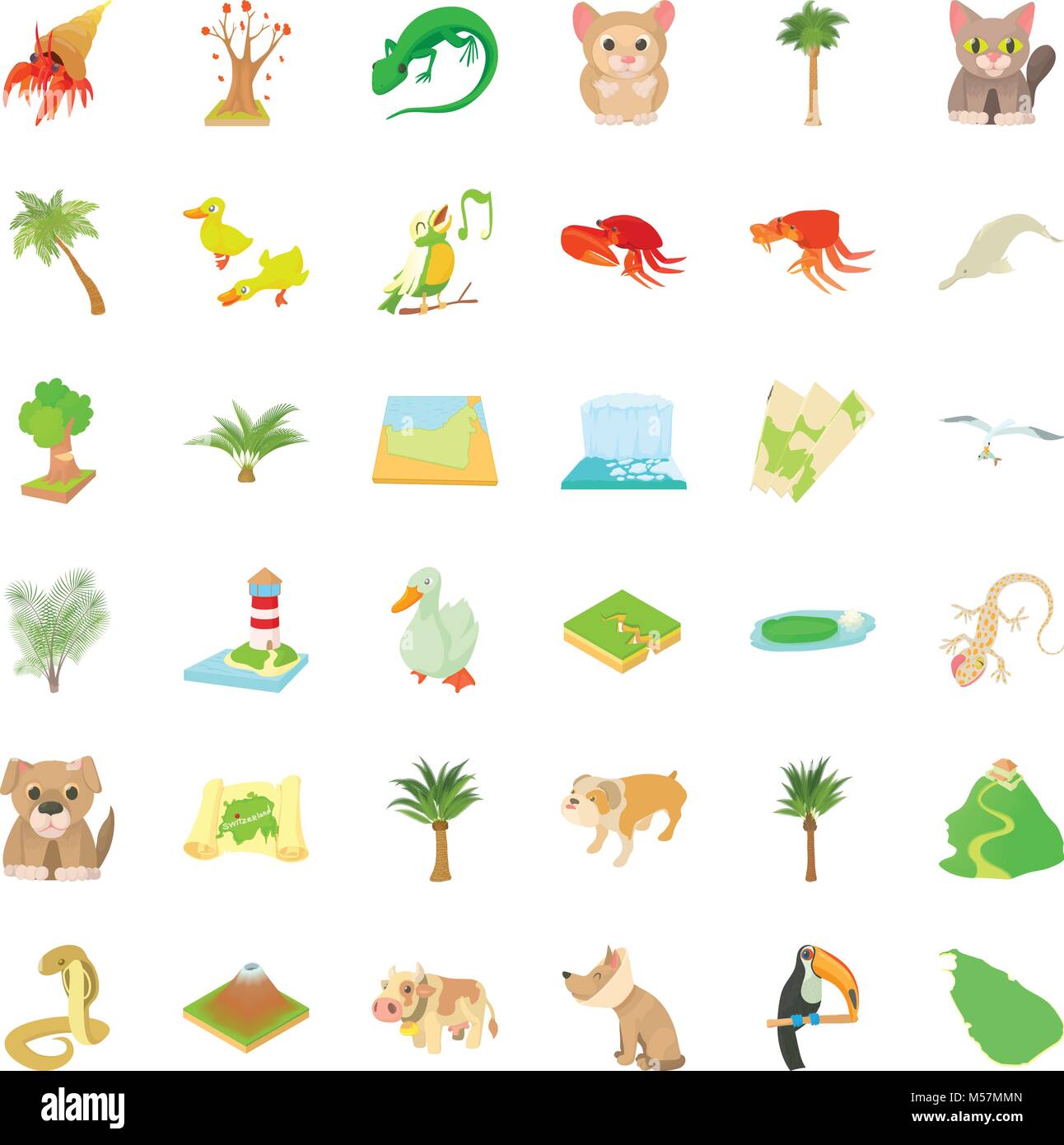 Green landscape icons set, cartoon style Stock Vector Image & Art - Alamy