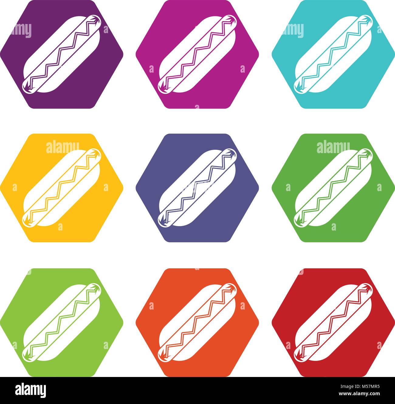 Bun and sausage icon set color hexahedron Stock Vector Image & Art - Alamy
