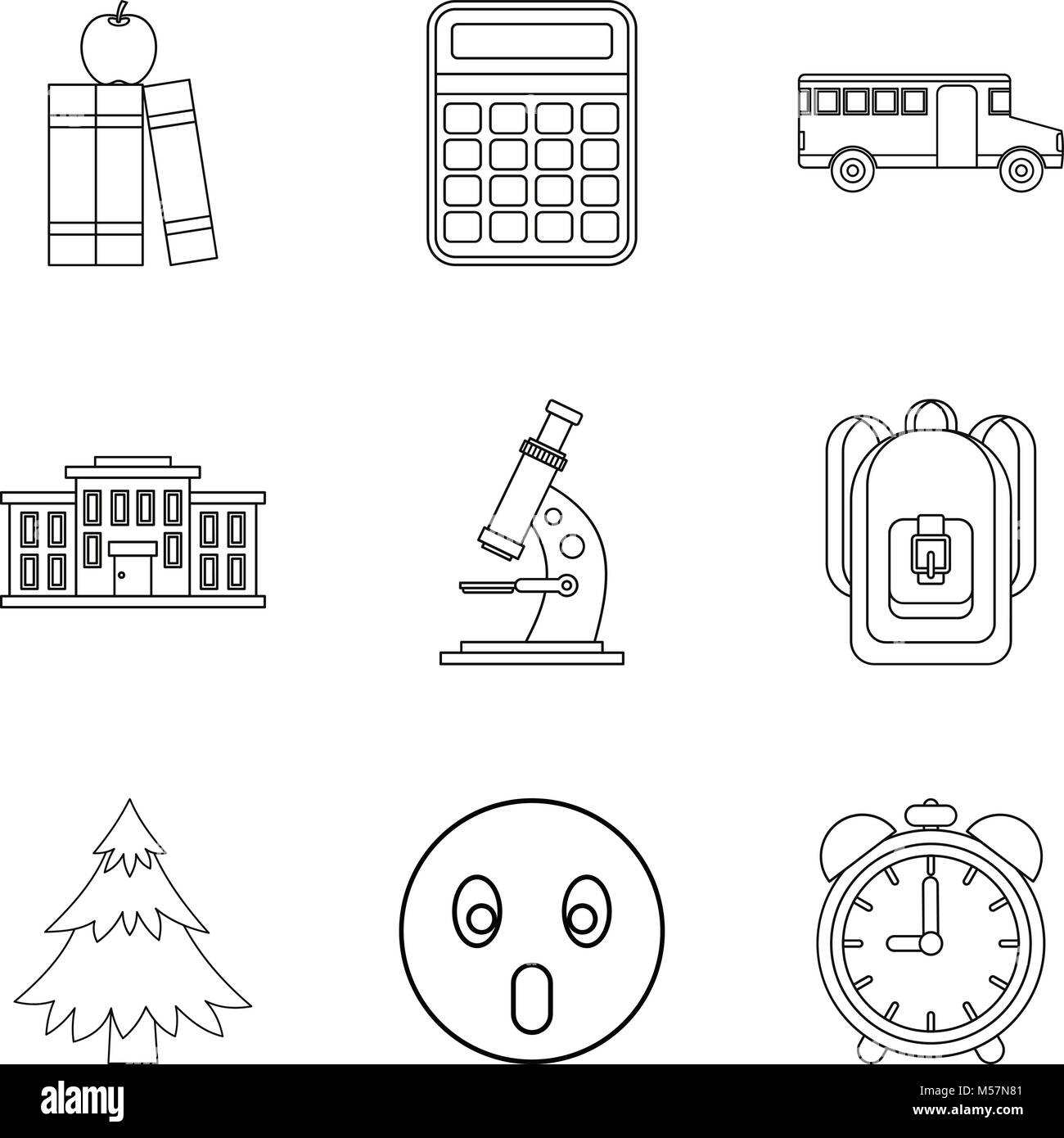 School life icons set, outline style Stock Vector Image & Art - Alamy