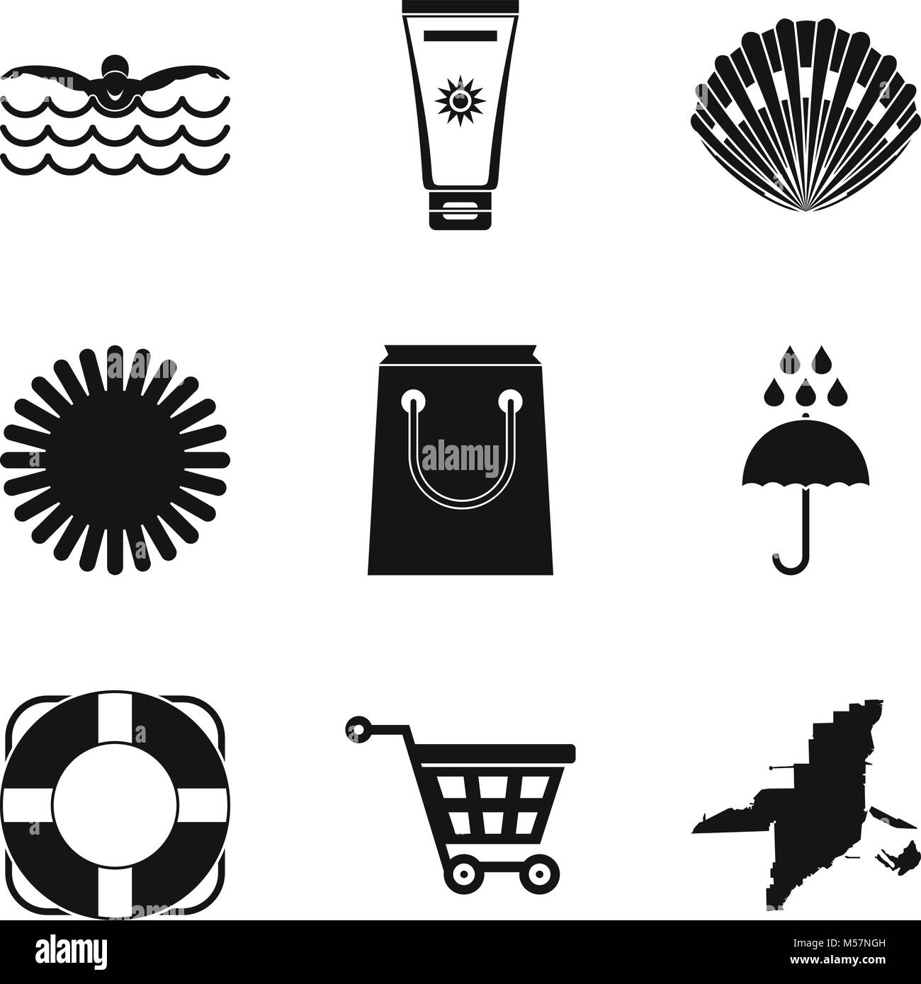 Seaside resort icons set, simple style Stock Vector Image & Art - Alamy