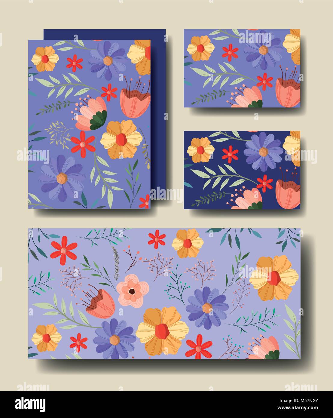 set cards handmade with floral decoration Stock Vector Image & Art - Alamy