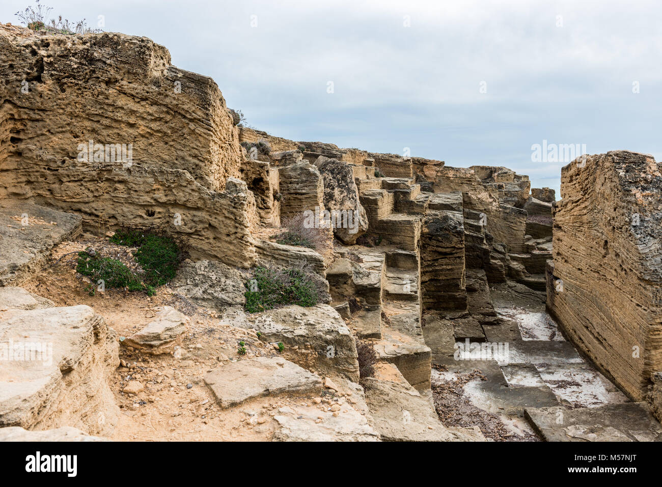 Strange rock formations on the shores of the mediterranean sea near Es ...