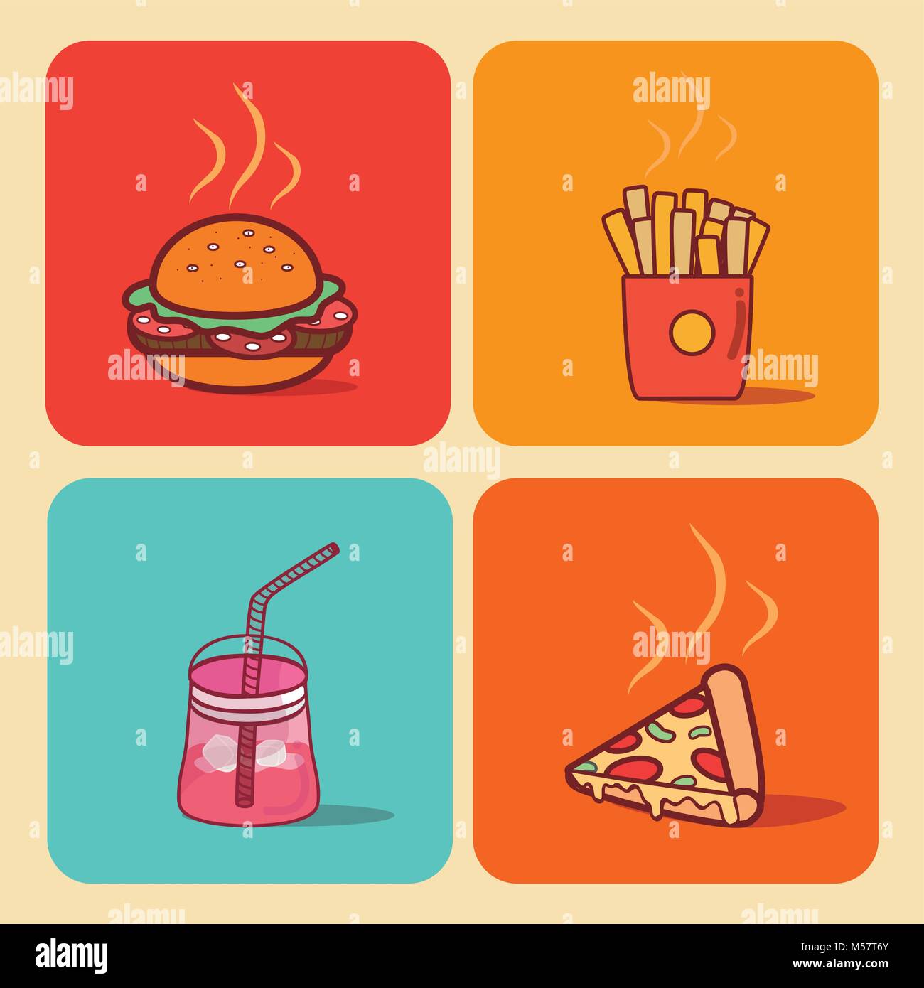 Fast food square icons Stock Vector Image & Art - Alamy