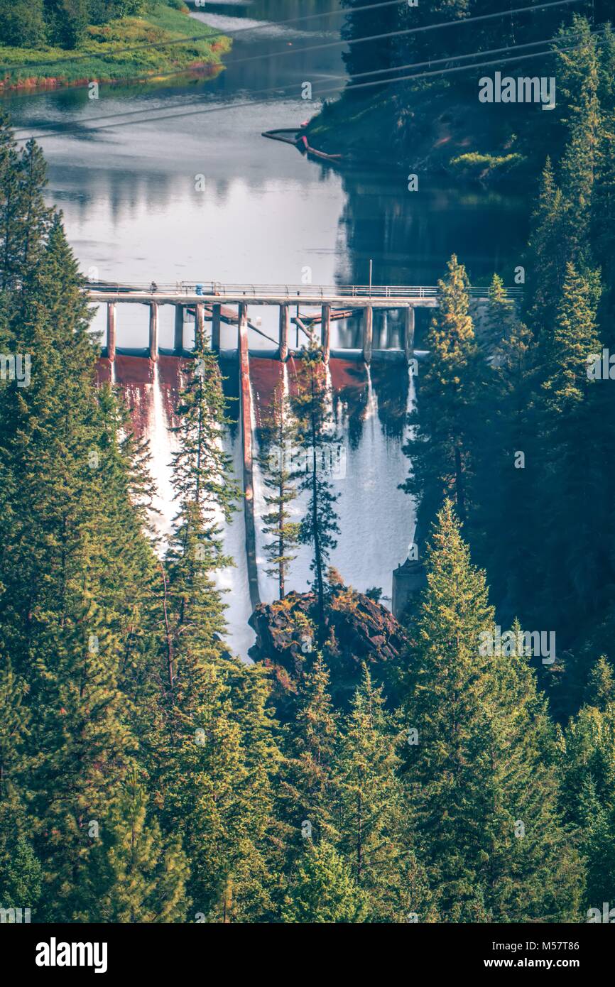 kootenai river dam in montana mountains Stock Photo