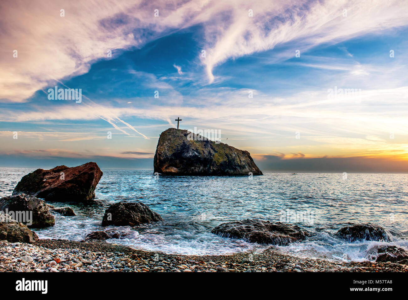 Sunset on the beach Stock Photo - Alamy