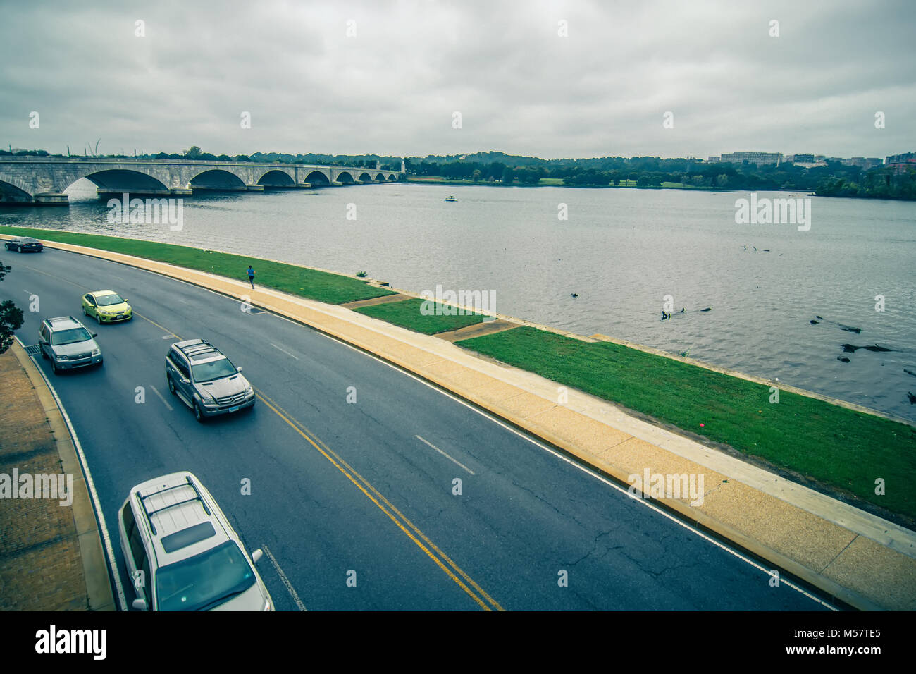 Downtown of Arlington in Virginia and Potomac River Stock Photo