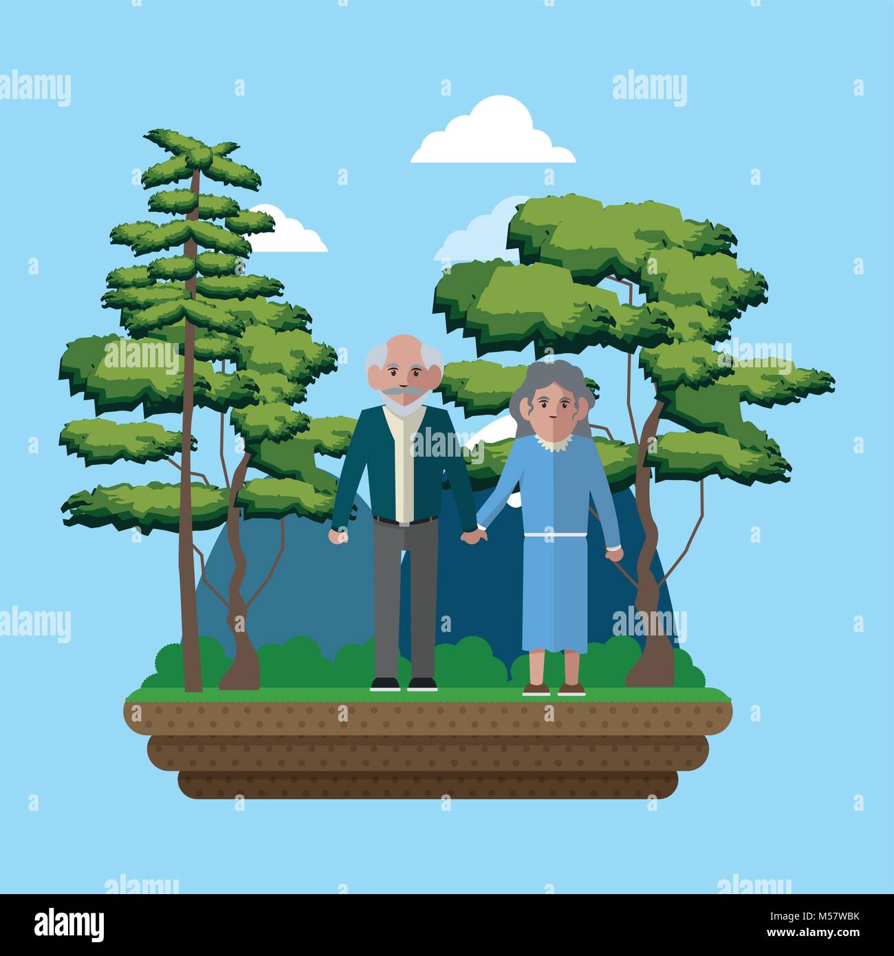 Couple of grandparent on the park Stock Vector Image & Art - Alamy