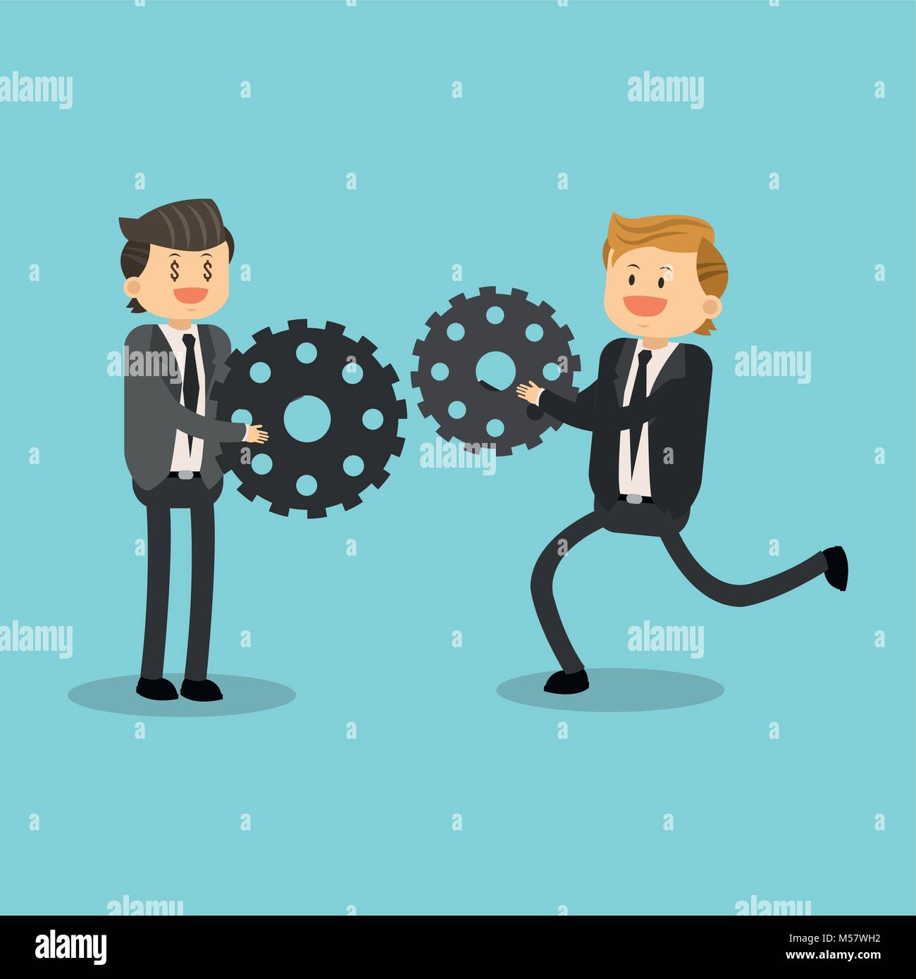 Businessmen with gears Stock Vector Image & Art - Alamy