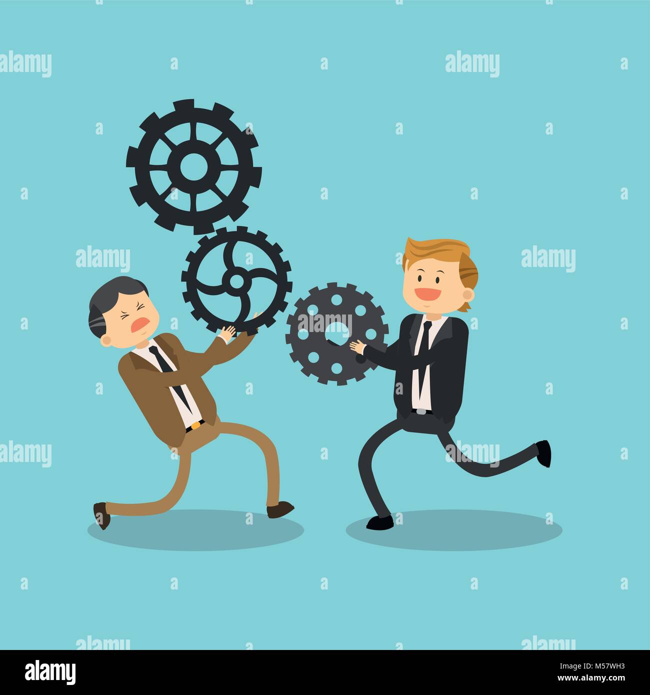 Businessmen with gears Stock Vector Image & Art - Alamy