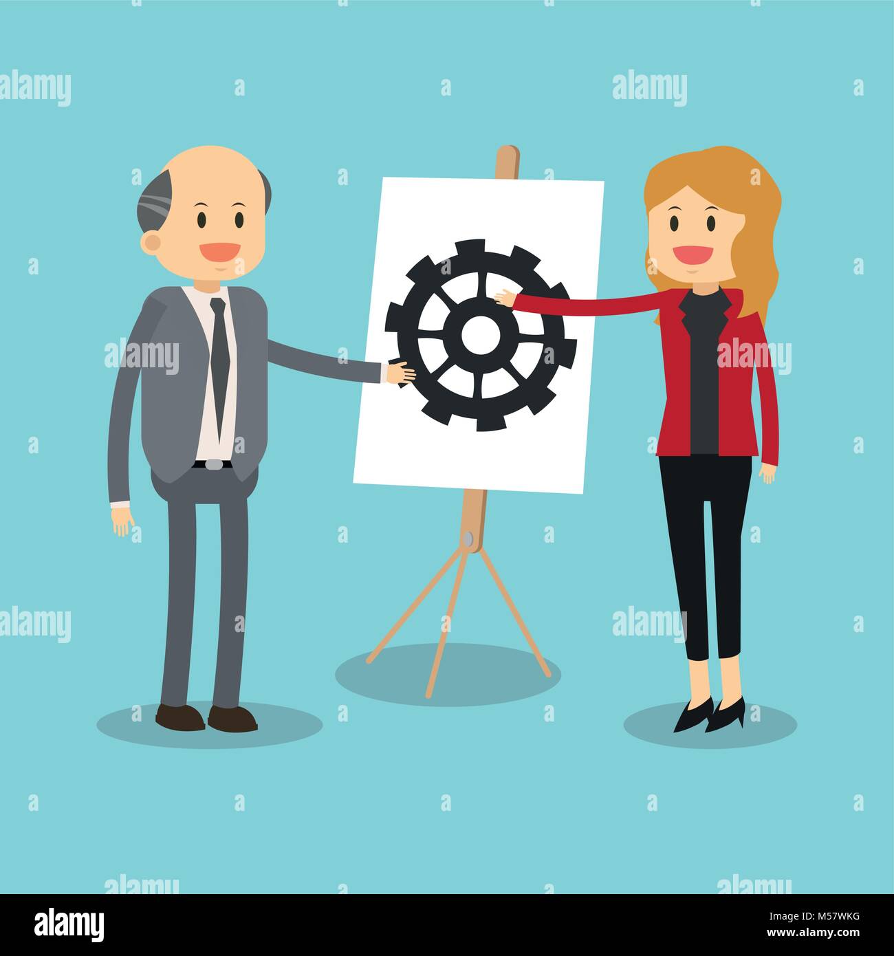 Business teamwork with gear Stock Vector Image & Art - Alamy