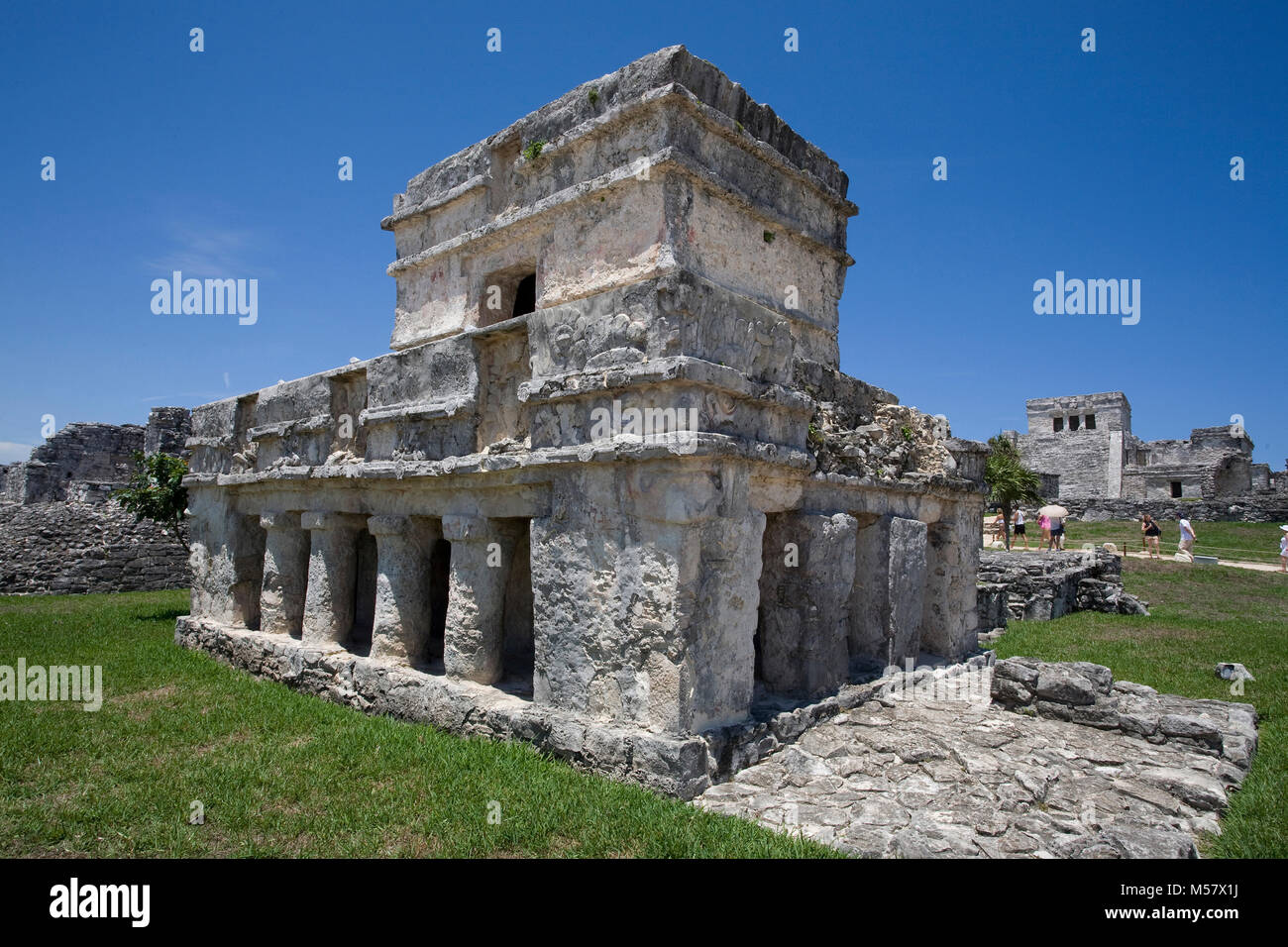 Mayan ruins at Tulum, Archeological zone, Tulum, Riviera Maya, Yucatan, Quintana Roo, Mexico, Caribbean Stock Photo