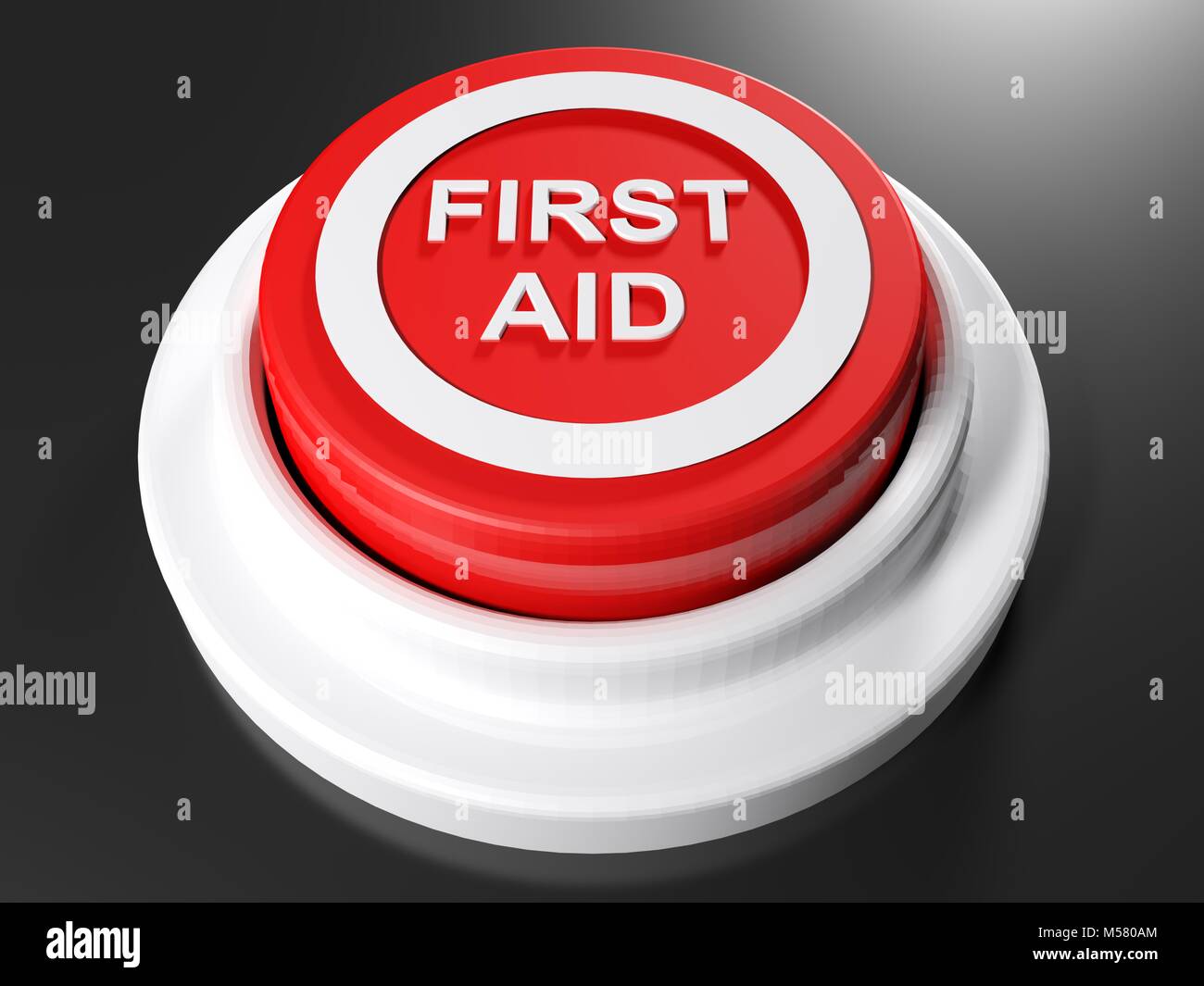 FIRST AID pushbutton - 3D rendering Stock Photo - Alamy